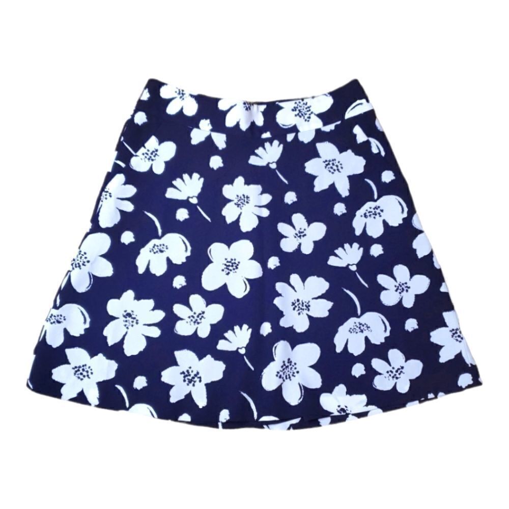 HP🎉🎉ANN taylor navy floral a-line skirt size 2P